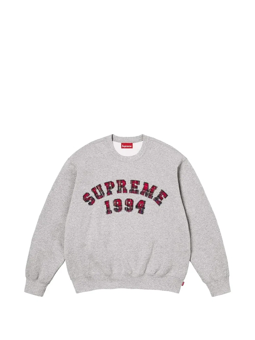Свитер с аппликацией в виде клетчатой дуги Supreme, серый