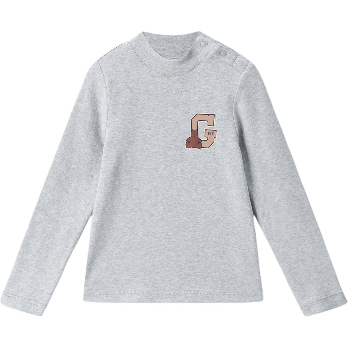 

Детская базовая футболка с длинным рукавом и полуводолазкой GAP, светло-серый