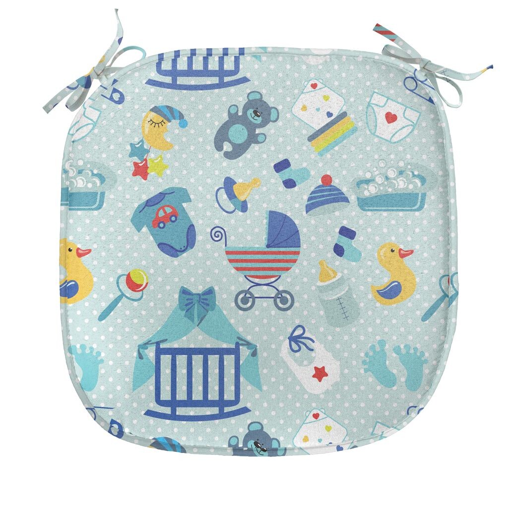 

Подушка на детский обеденный стул ABAKUHAUS, полумесяц со звездами, декоративная водонепроницаемая подушка с ремнями для кухонных сидений, 40 см x 40 см, бледно-фиолетовый, синий, желтый, серебро