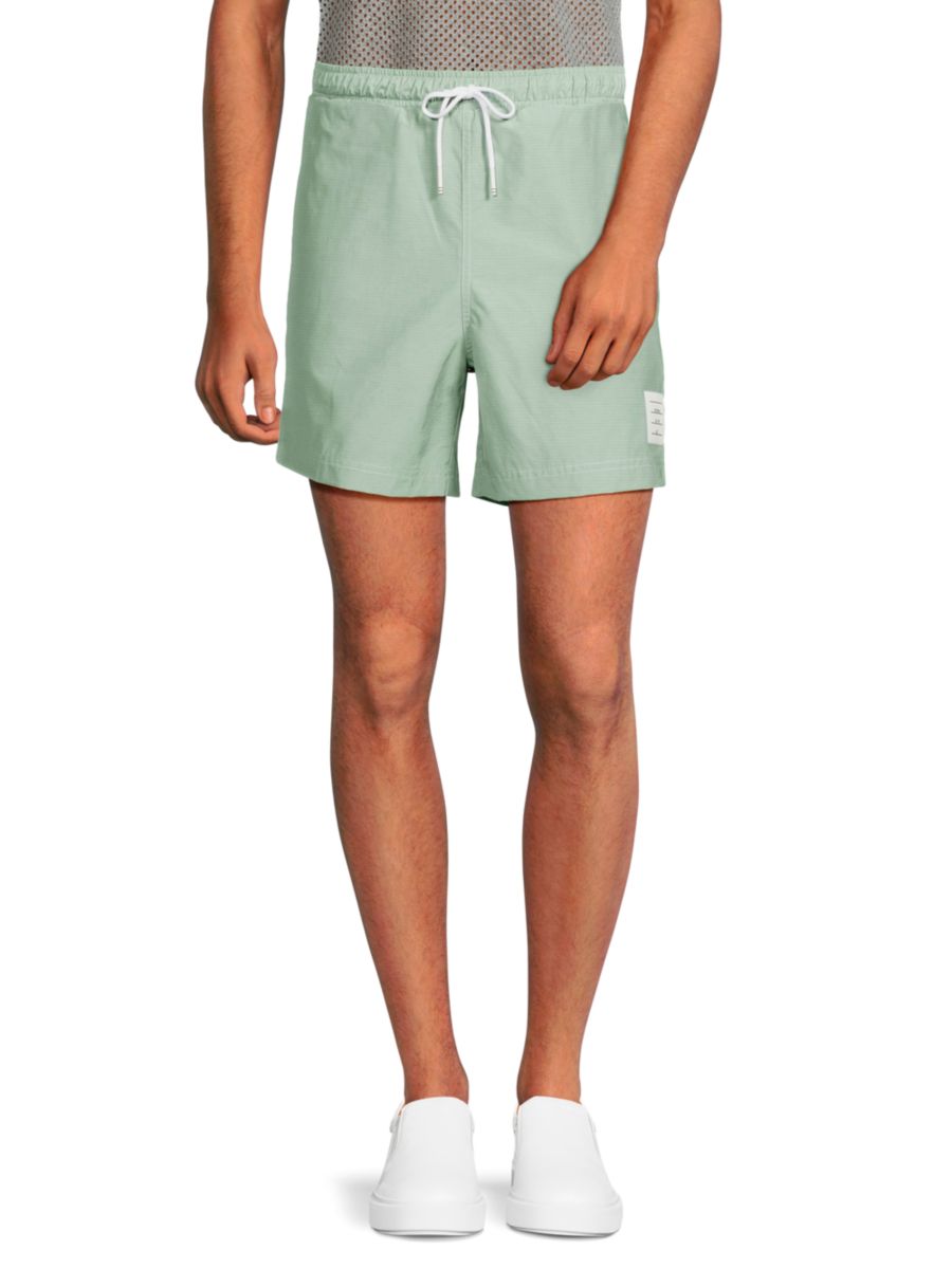 

Однотонные шорты с высокой талией и завязками Thom Browne, цвет Light Pastel Green
