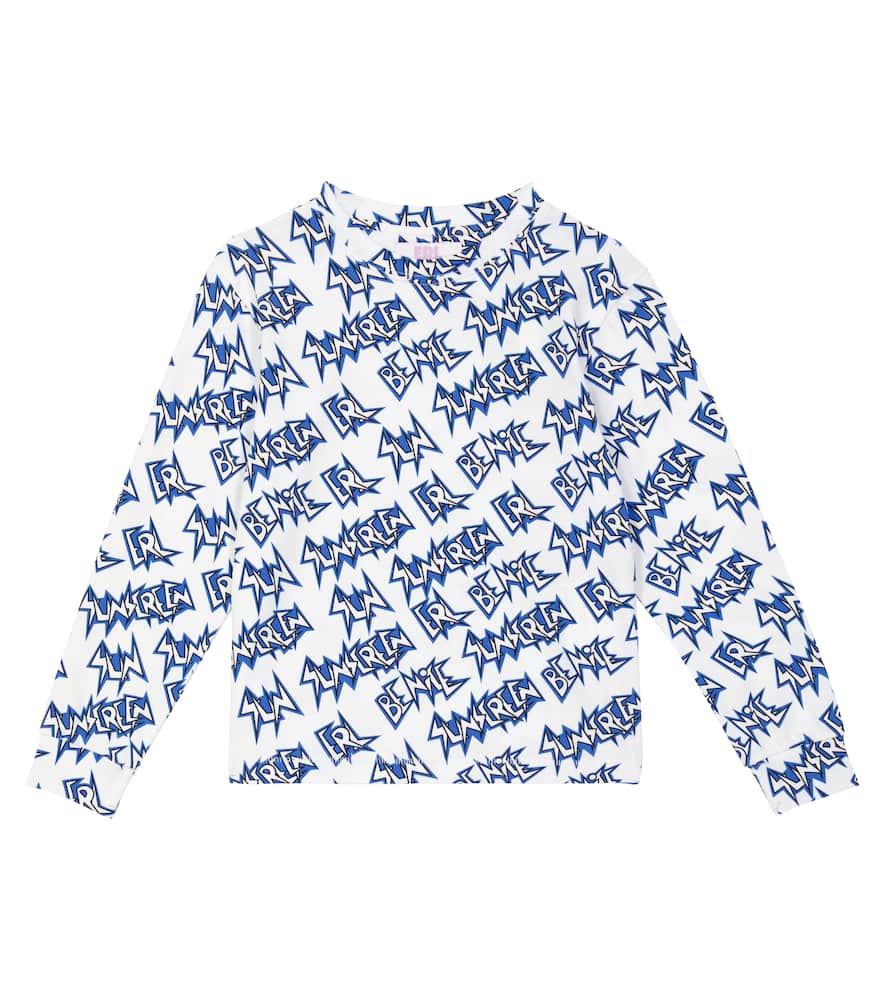 

Топ из хлопковой смеси с логотипом ERL Kids, Blue/White