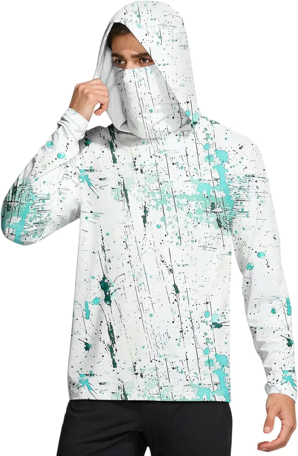 

Мужская рубашка с длинным рукавом для защиты от солнца UV, летняя, легкая ADHOWBEW