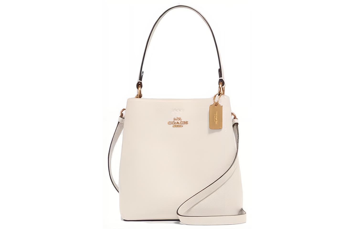 

Городская отполированная сумка-ведро из галечной кожи, женская сумка через плечо, кроссбоди, наплечная COACH чисто белого цвета