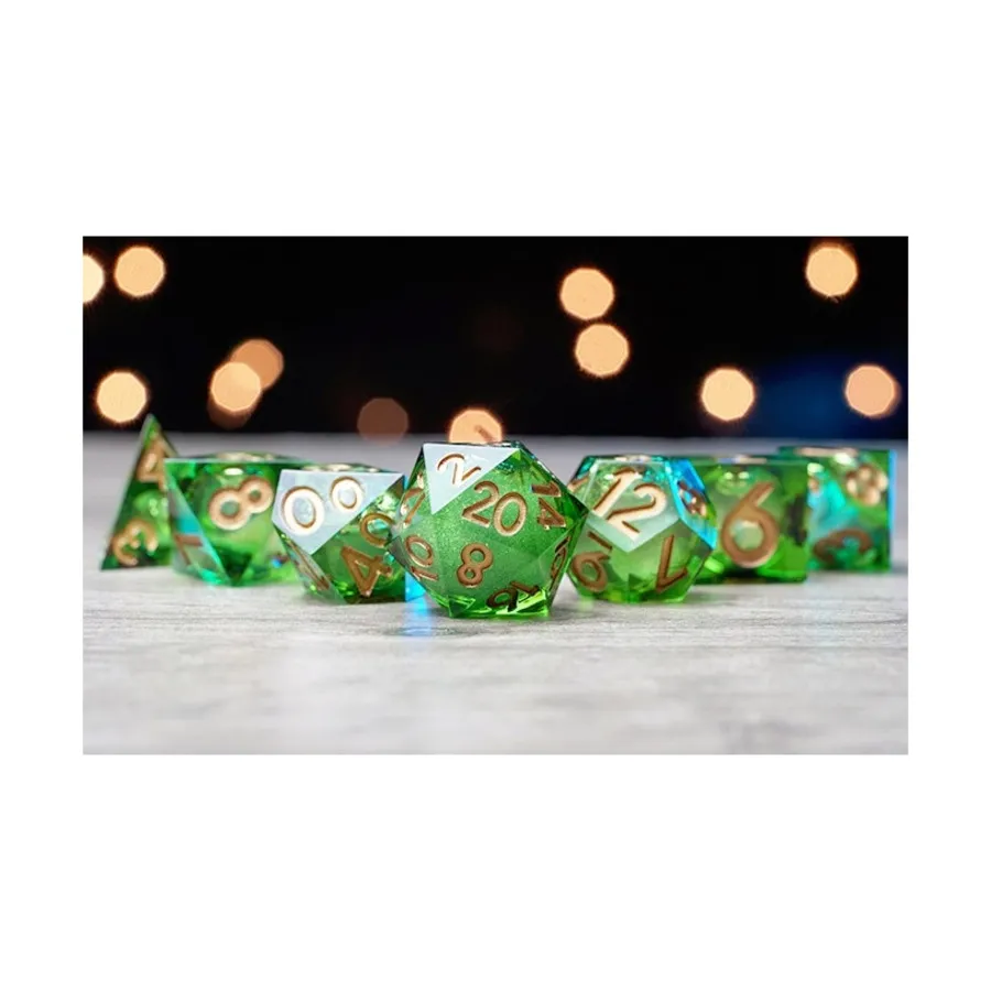 

Набор кубиков «Эликсир» — зеленый с золотом (7), Elixir Liquid Core Dice