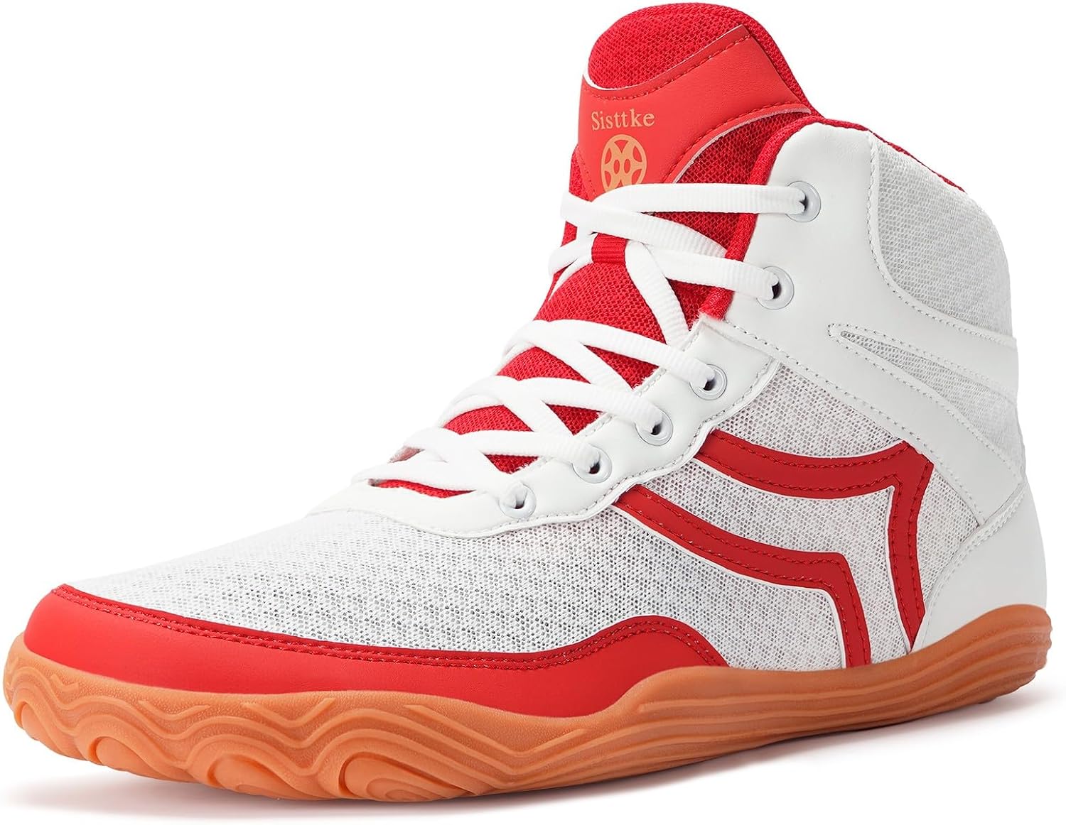

Мужские борцовские кроссовки, широкие боксерские кроссовки с нулевым перепадом высоты подошвы Sisttke, белый/красный