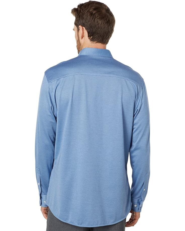 

Рубашка David Donahue Fusion Knit Shirt, цвет Navy/Sky