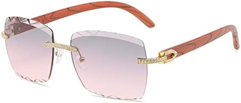 

Солнцезащитные очки с алмазной огранкой для женщин, без оправы, с кристальными блестками, женские солнцезащитные очки с градиентным переходом цвета для мужчин MTZJH, C04 Gray Pink