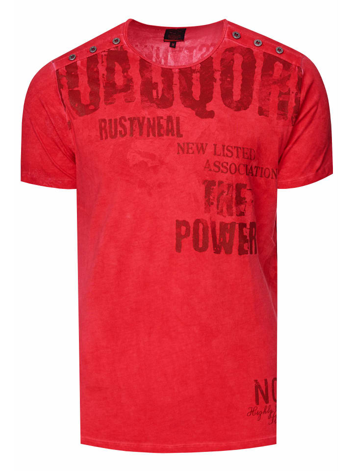 

Выцветшая красная футболка с планкой на двух пуговицах Rusty Neal, Красный, Выцветшая красная футболка с планкой на двух пуговицах Rusty Neal