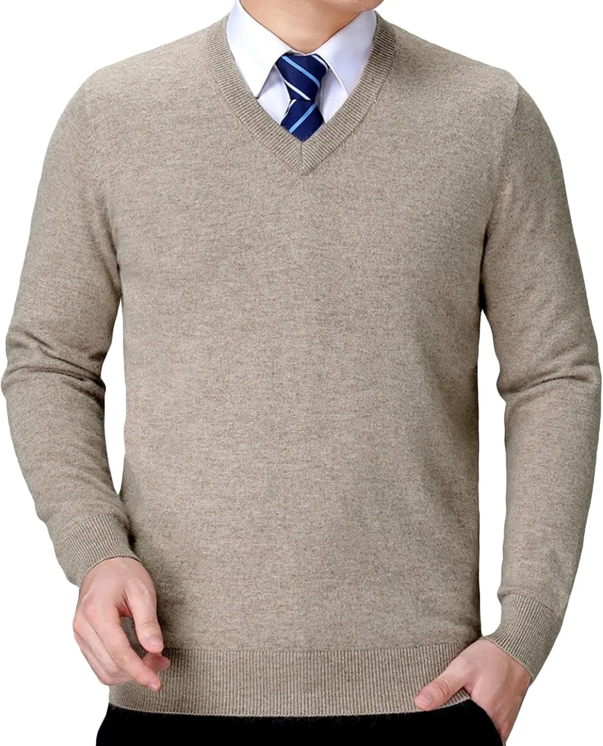 Мужской свитер с V-образным вырезом Relaxed Fit, зимний