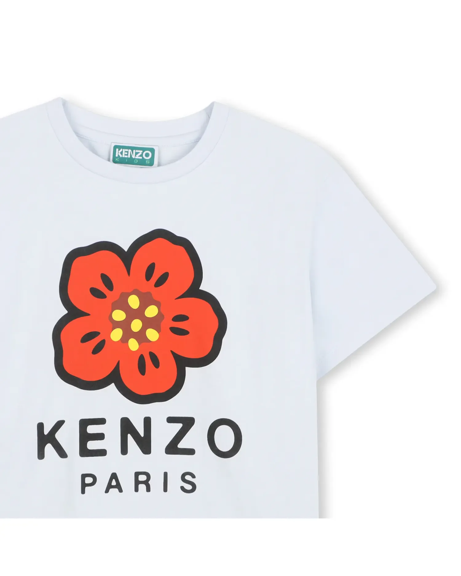 Унисекс хлопковая футболка с рисунком на передней части Kenzo Kids, светло-голубой — фото 2