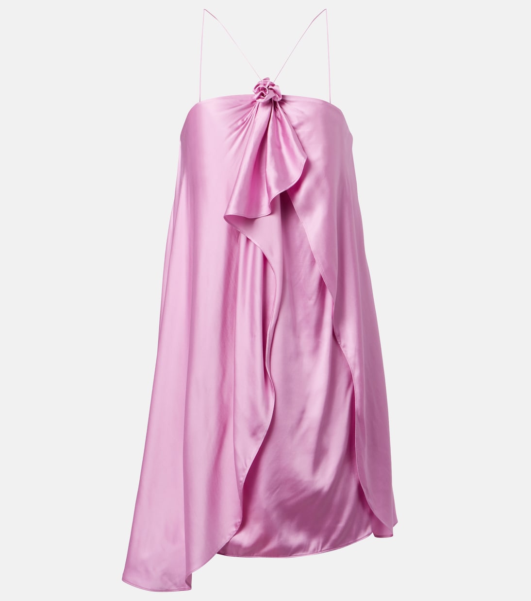

Рюшевое мини-платье из сатина на бретелях с запахом Acne Studios, Blush Pink