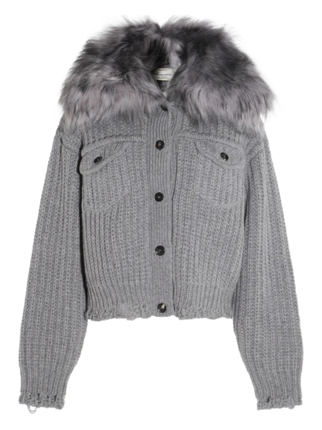 

Вязаная куртка с меховой отделкой Blumarine, серый