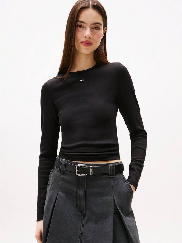 

Футболка Essential Logo с рифленым узором Slim Fit Tommy Hilfiger, Black