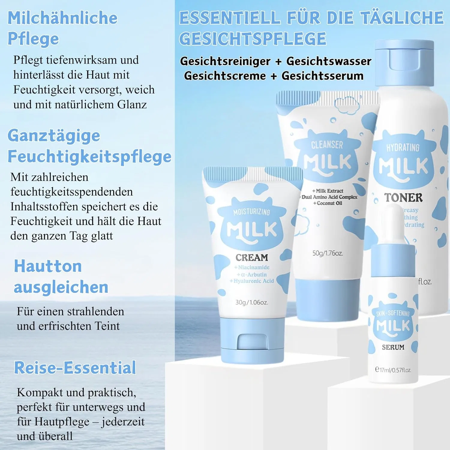Набор для ухода за кожей Milk Skincare Set, 7 предметов Ultell — фото 3