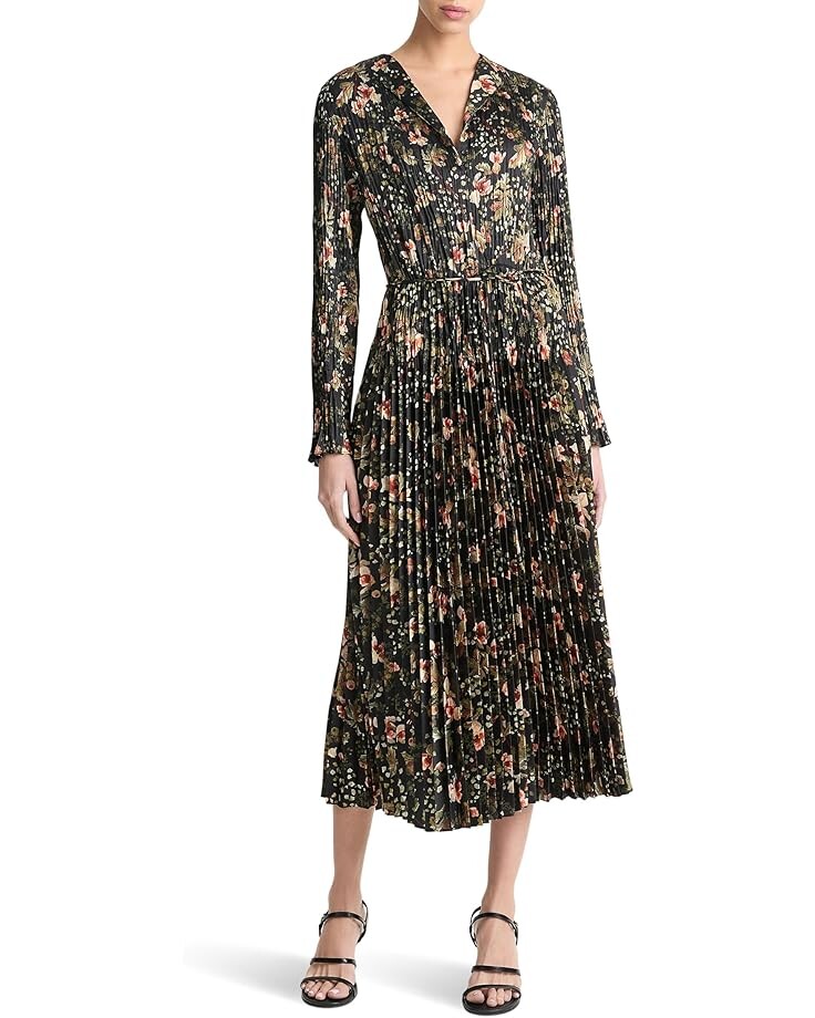 

Платье Vince Orchid Vine Pleated Long Sleeve Dress, цвет Black Night