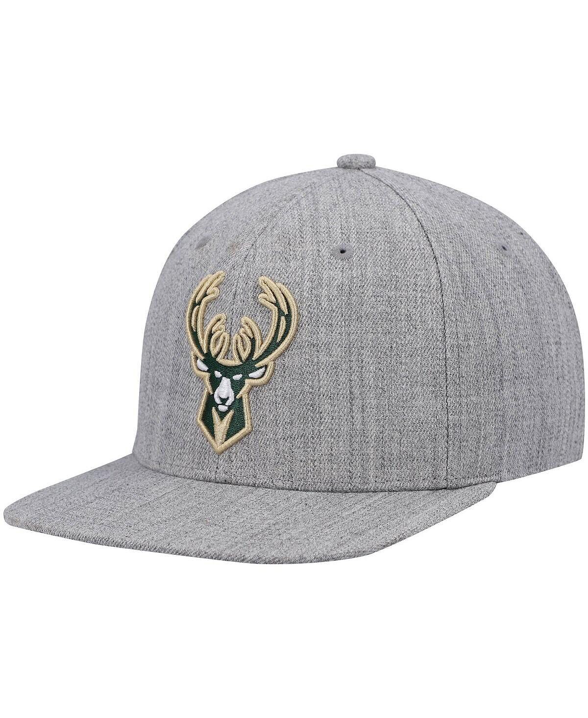 

Мужская серая кепка Milwaukee Bucks 2.0 Snapback с меланжевым рисунком Mitchell & Ness
