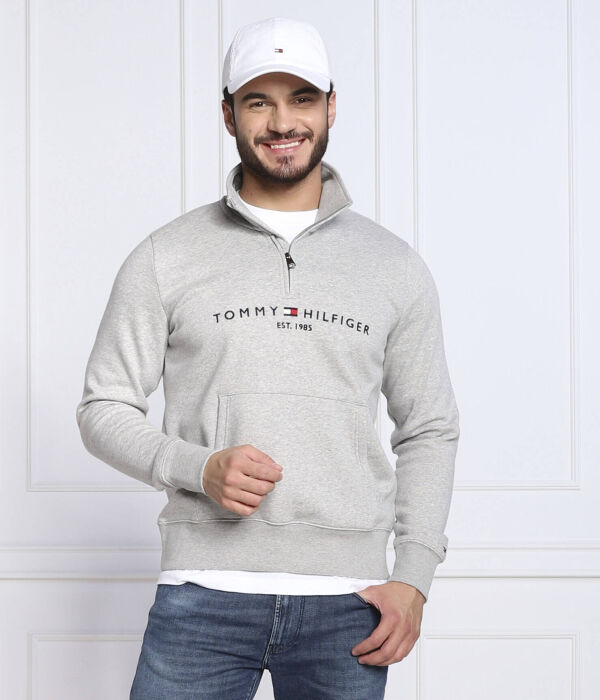 Толстовка Tommy Hilfiger с полумолнией, серый — фото 3