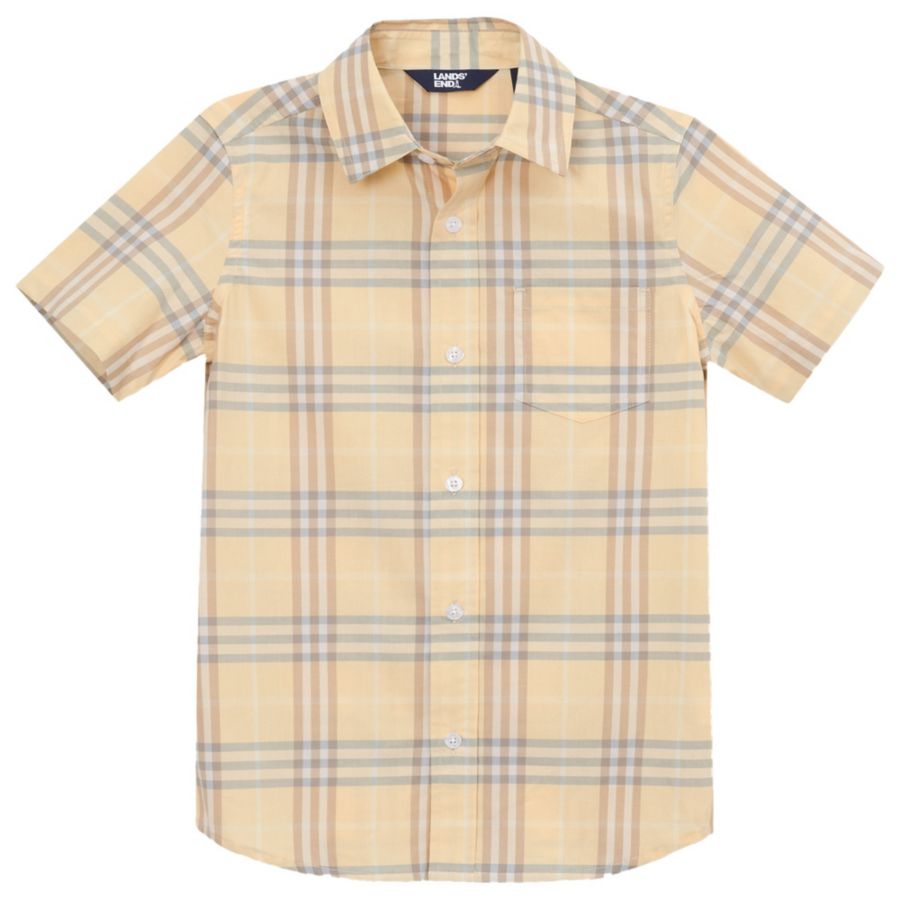 

Детская рубашка с коротким рукавом из поплина для кемпинга Lands' End, Amarillo plaid