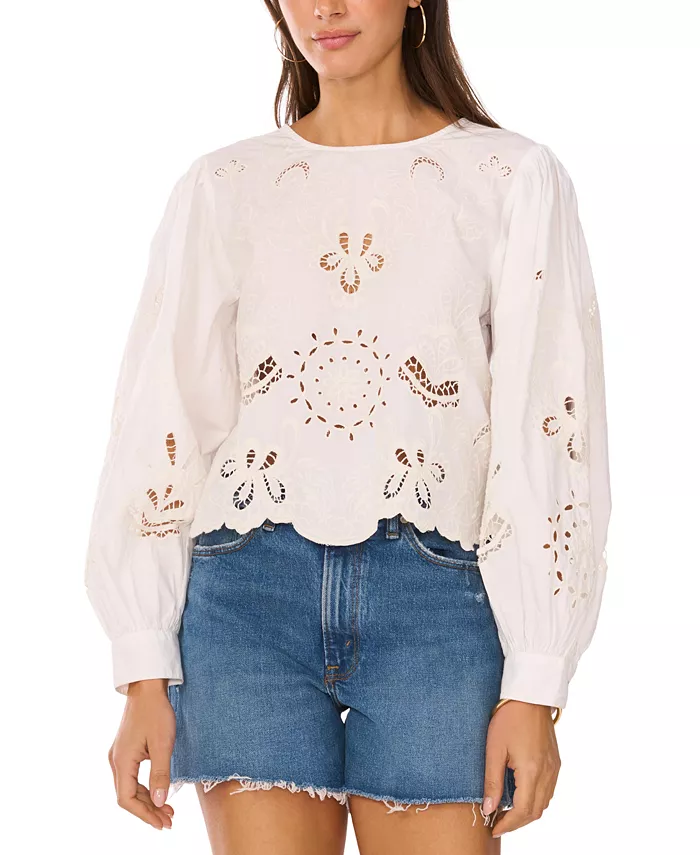 

Женская блузка с вышивкой и ажурной отделкой Vince Camuto, белый