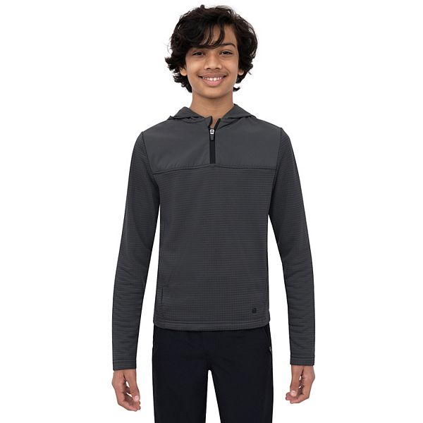 

Детская толстовка с капюшоном и молнией на четверть, в клетку Layer 8, Asphalt