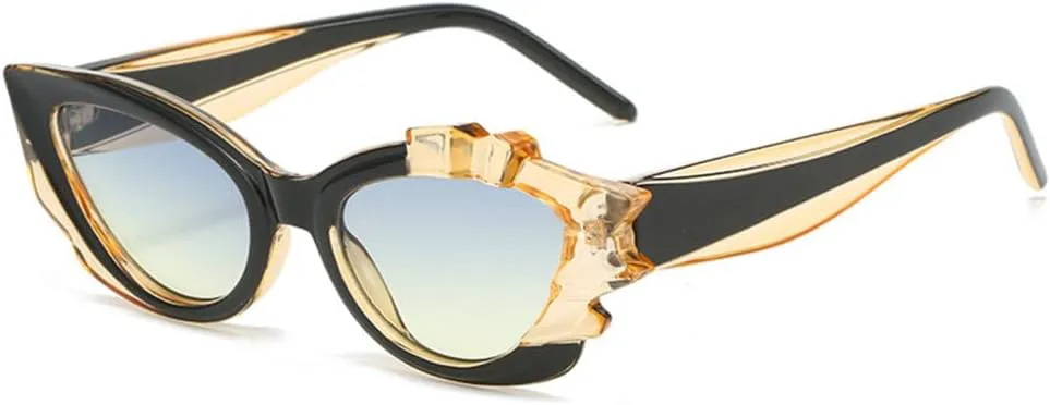 

Модные солнцезащитные очки «кошачий глаз» для женщин, маленькая оправа, оранжевые солнцезащитные очки, женский тренд, защита от ультрафиолета UV400 MTZJH, Blackyllow