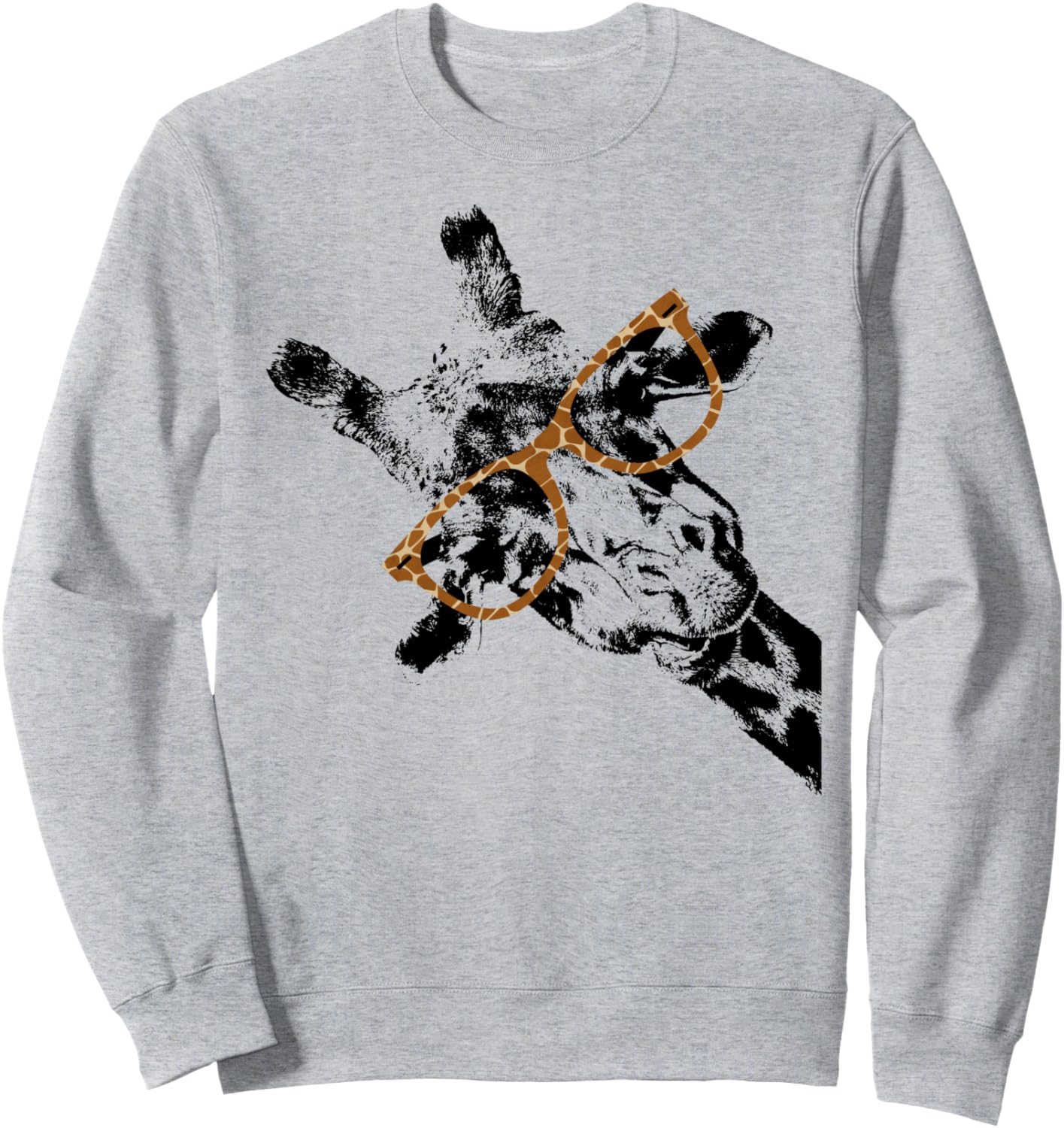 

Толстовка с принтом жирафа в стиле хипстер, толстовка с принтом жирафа и очков, серая (серый меланж) Giraffe Print Clothes Hipster Merch