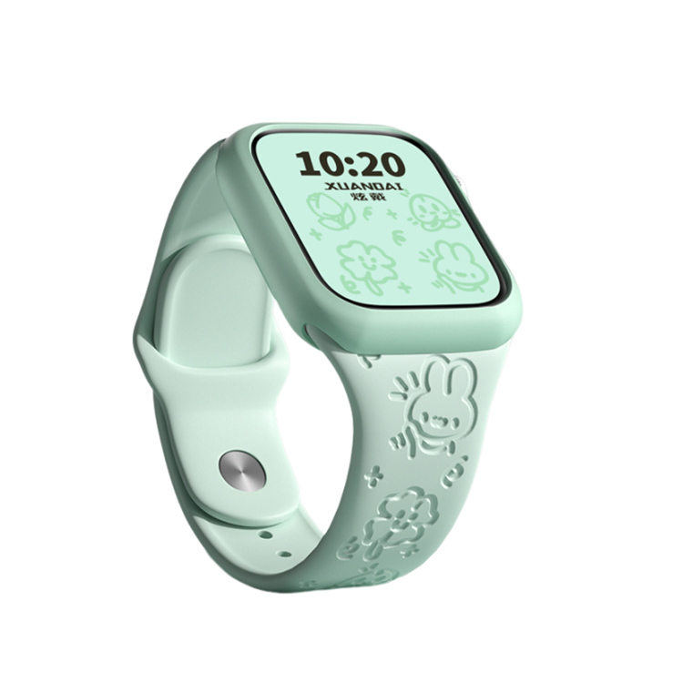 

Ремешок из силикона, совместимый с Apple, 49 мм IBOANN, 【Rabbit】Bright pink - strap only