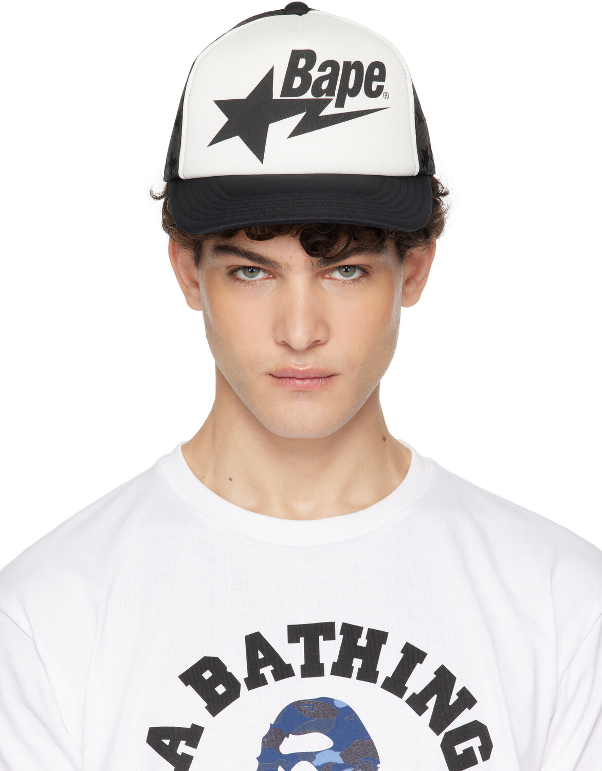 

Белая и сетчатая кепка STA BAPE