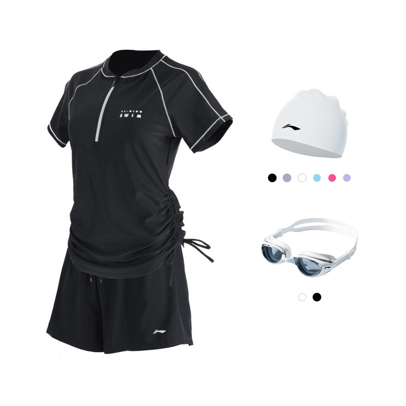 

Купальник из двух частей Square Leg для женщин LINING, Swimsuit+Swimming Cap+Swim Goggles[Cinched Waist Slimming, Comfortable Skin-Friendly]