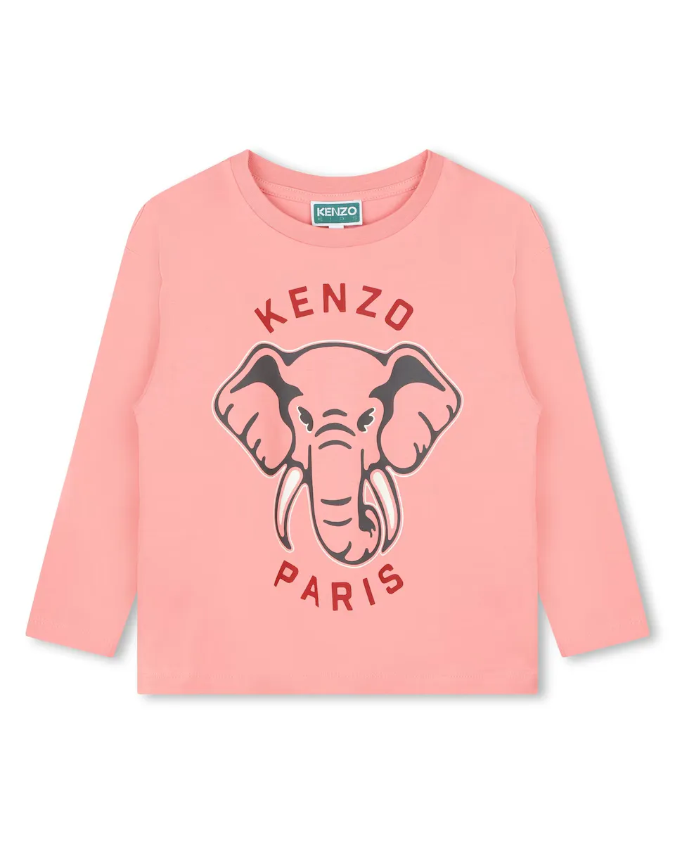 

Футболка с длинными рукавами для девочки из 100% хлопка Kenzo Kids, розовый