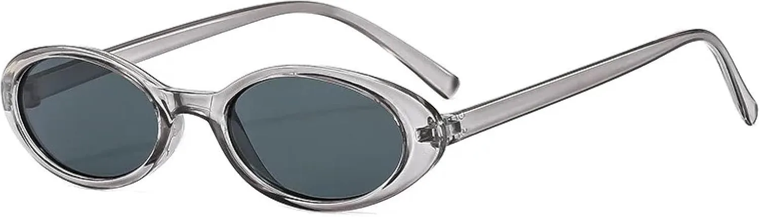 

Маленькие овальные солнцезащитные очки для женщин и мужчин, модные, винтажные, хип-хоп, «кошачий глаз», панк, с защитой от УФ-излучения UV400 TVTBBVV, Gray-black