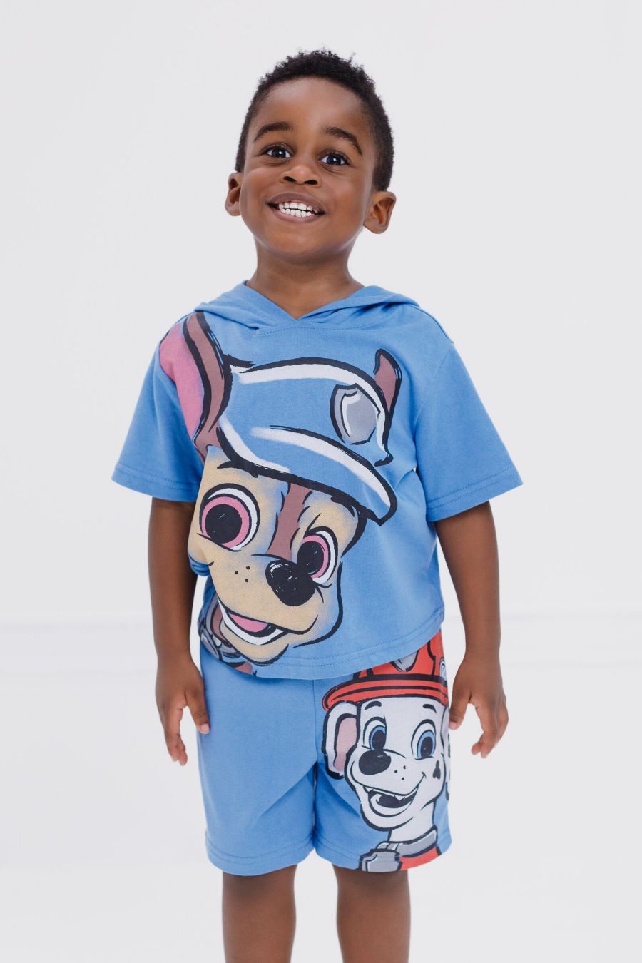 Детская толстовка с капюшоном и шорты из французской махровой ткани Paw Patrol, Blue, chase / marshall — фото 3