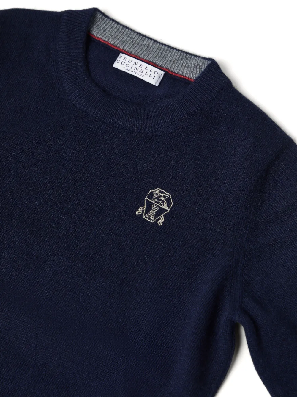 Кашемировая толстовка с вышитым логотипом Brunello Cucinelli Kids, синий — фото 3