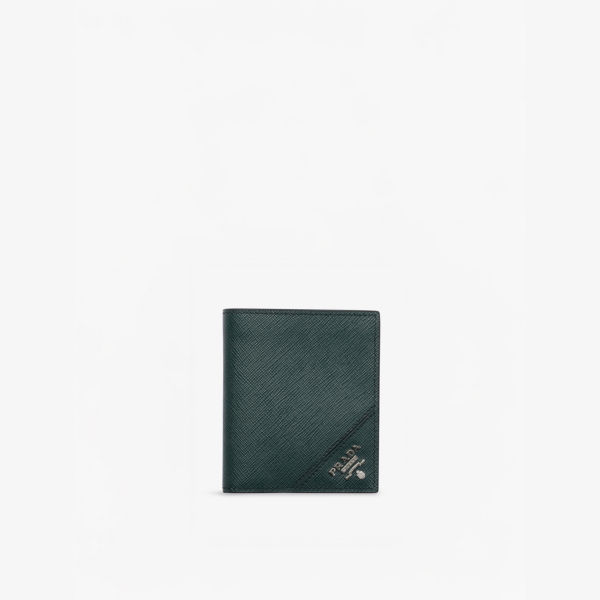 

Кожаный бифолд-кошелек Saffiano Prada, зеленый