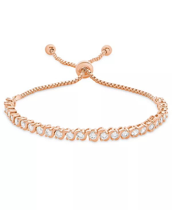 

Регулируемый браслет-цепочка "боло" с кубическим цирконием в форме буквы "S" из розового золота Macy'S, silver