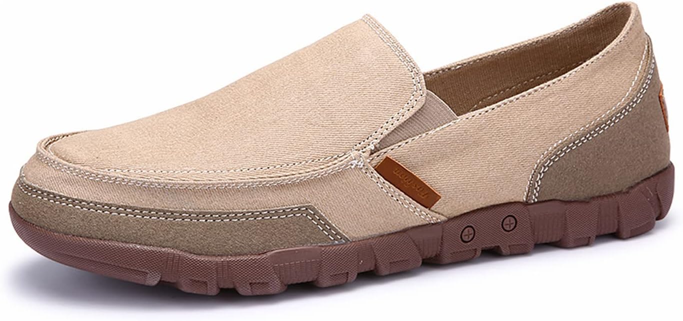 

Мужские летние канвасовые слипоны на шнуровке, повседневные винтажные, нескользящие, легкие, дышащие, с поддержкой свода стопы, лоферы с круглым носком, обувь для прогулок, вождения и активного отдыха Generic, хаки