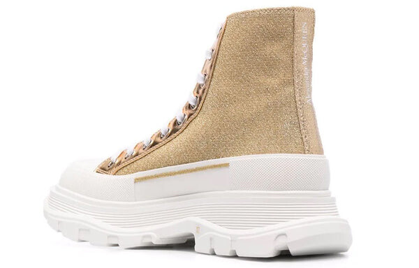 Кроссовки glitter tread slick high-top sneakers 'gold white' Alexander Mcqueen, золотой — фото 4