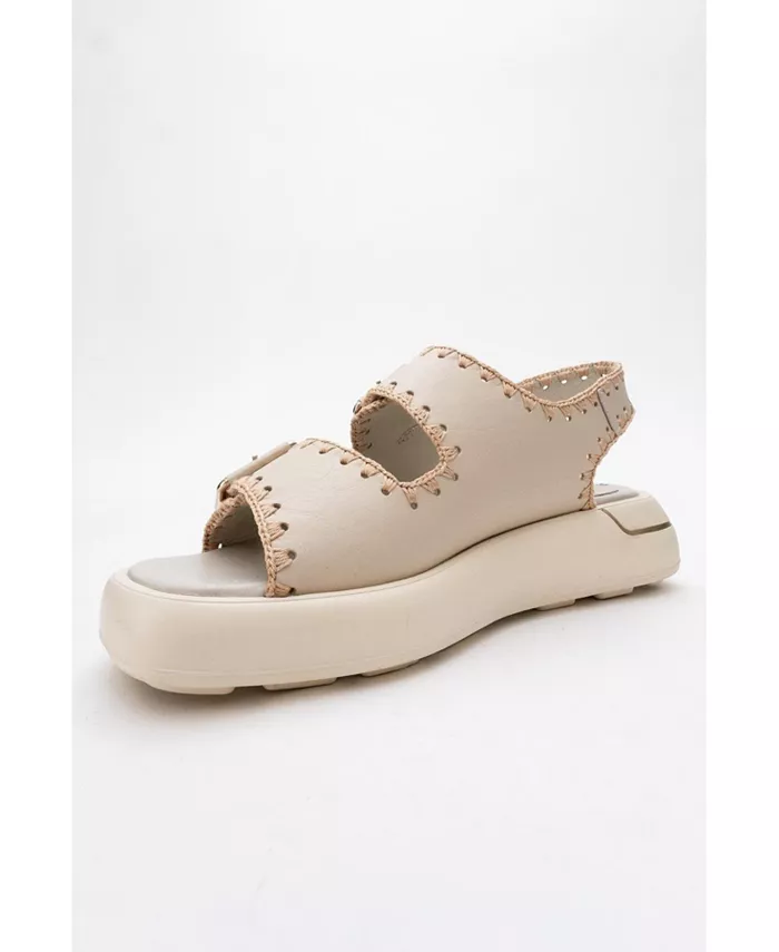 Сандалии Douro с кожаными переплетенными ремешками (женские) Forever & Always Shoes, коричневый/бежевый — фото 4