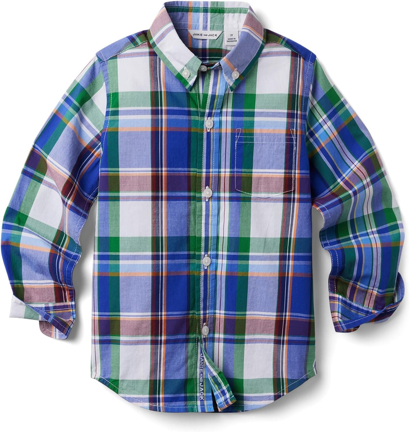 

Рубашка Janie and Jack Plaid Button-Up Shirt, цвет Multicolor