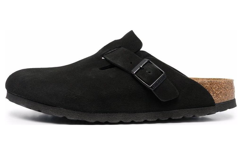 Birkenstock Мюли Boston Soft Footbed из замши и кожи, узкие, черные, женские