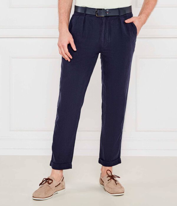 Льняные брюки-чиносы Slim fit Polo Ralph Lauren, синий — фото 3