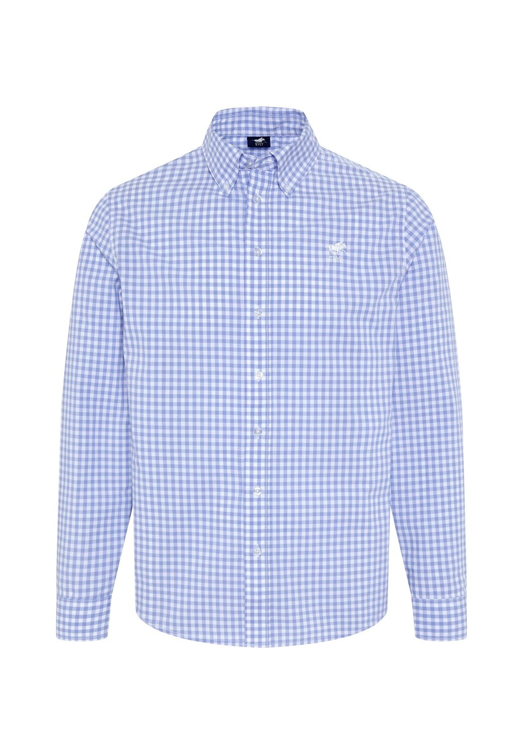 

Рубашка с минималистичным рисунком в клетку POLO SYLT, цвет Light Blue White