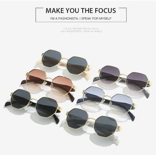 

Солнцезащитные очки Polygon Metal для женщин в стиле ретро, ​​модные, универсальные, с защитой от УФ-излучения UV400 и градиентным переходом цвета MTZJH, Brown Tea