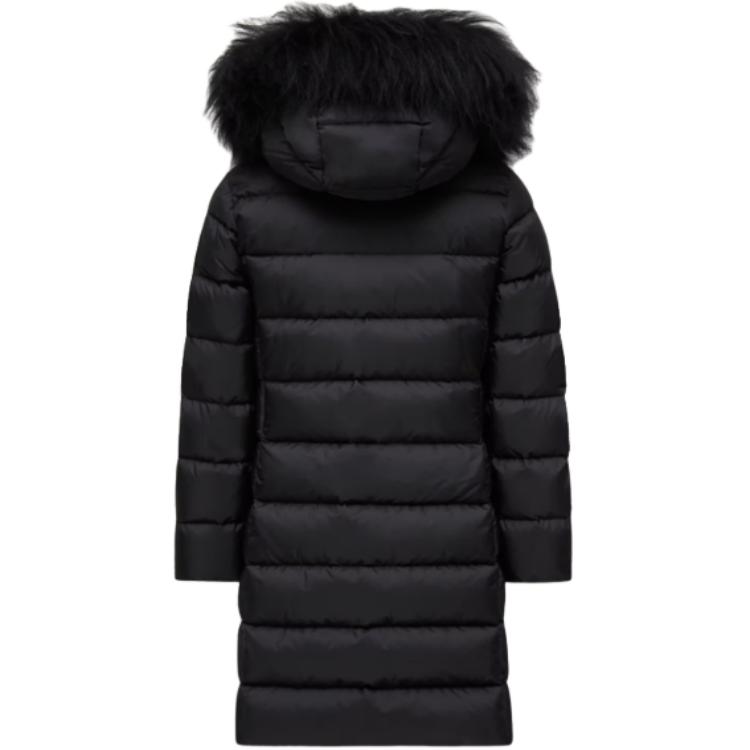 Пуховик Abelle с капюшоном и отделкой из овчины для детей 3-7 лет Moncler, черный — фото 2