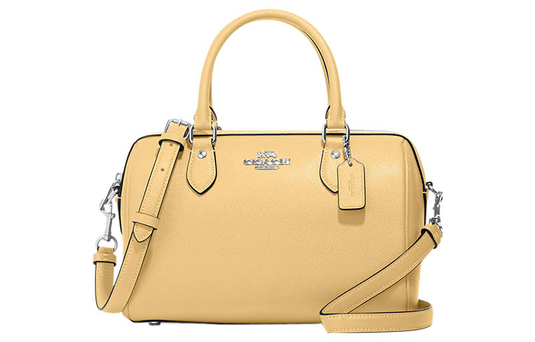 

Coach Женская сумка-бостон Rowan Cross Grain из зернистой кожи, сумка через плечо, сумка-кроссбоди, средний размер, светло-желтый цвет
