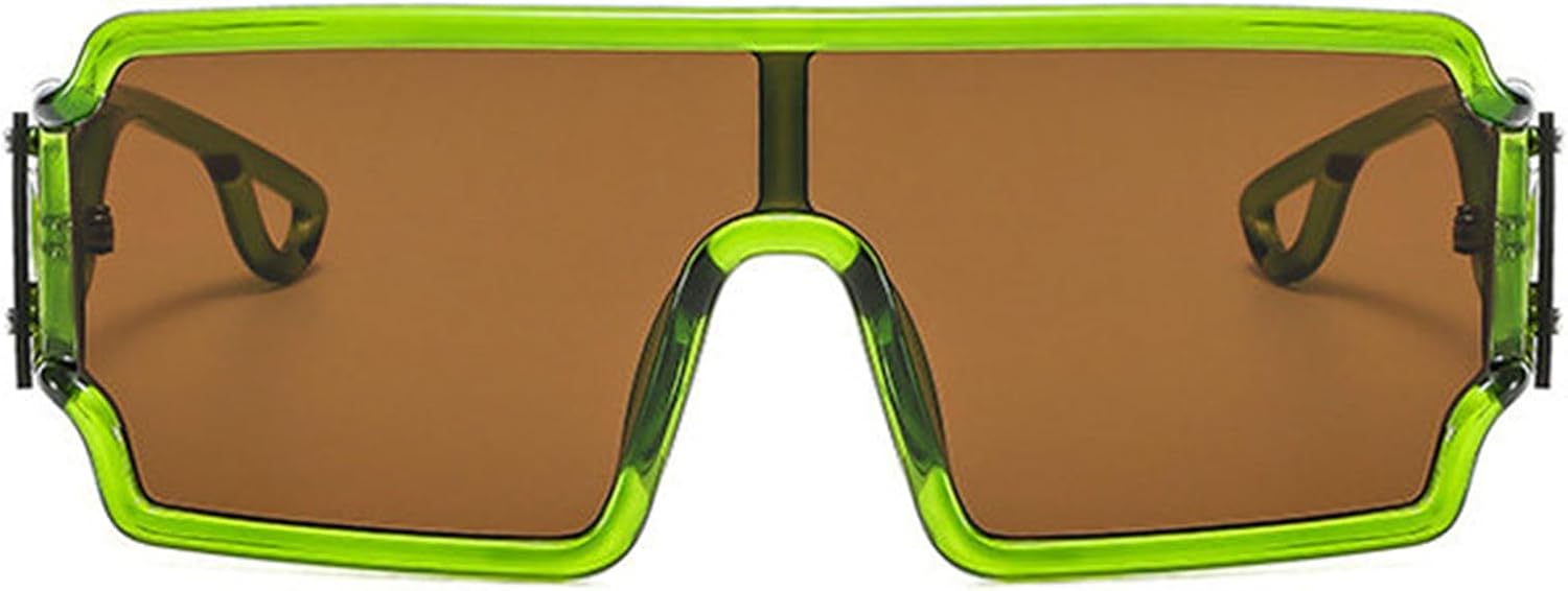 

Винтажные дизайнерские солнцезащитные очки Hellena Y2K большого размера для женщин и мужчин, модные очки с плоской верхней частью, стильные панк-очки, цельные солнцезащитные очки S65 helena, Green