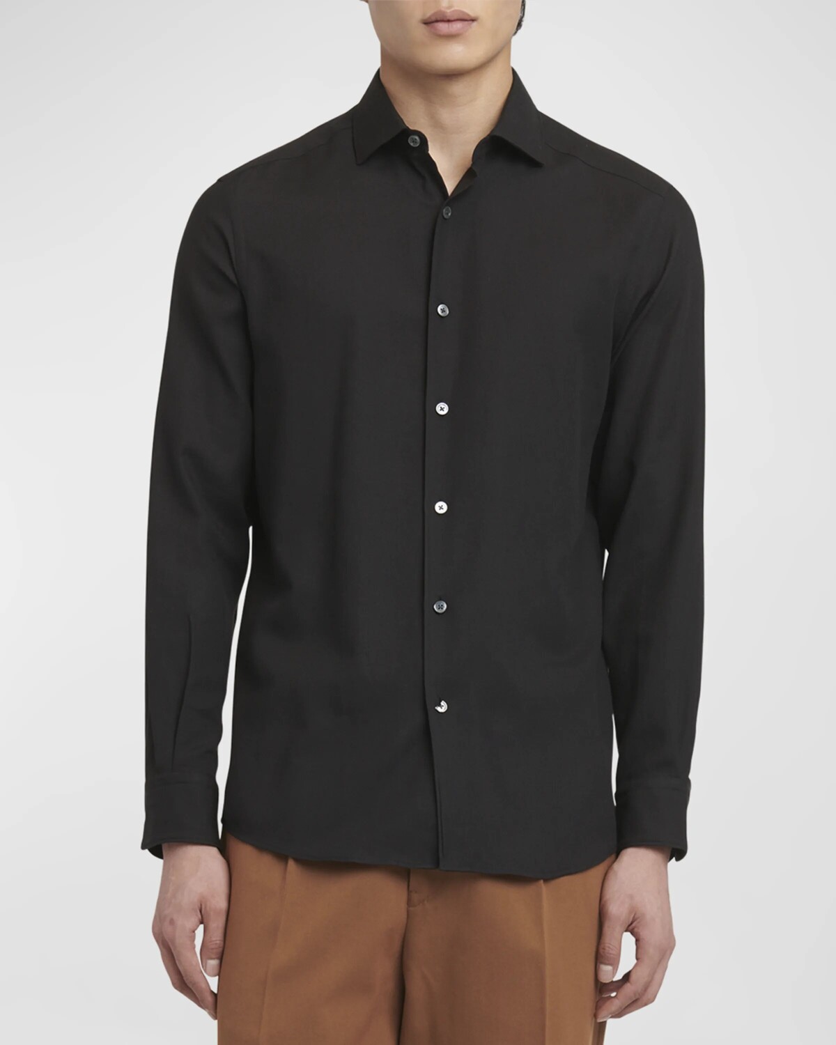 

Мужская спортивная рубашка Cashco из кашемира и хлопка ZEGNA, цвет Black Solid