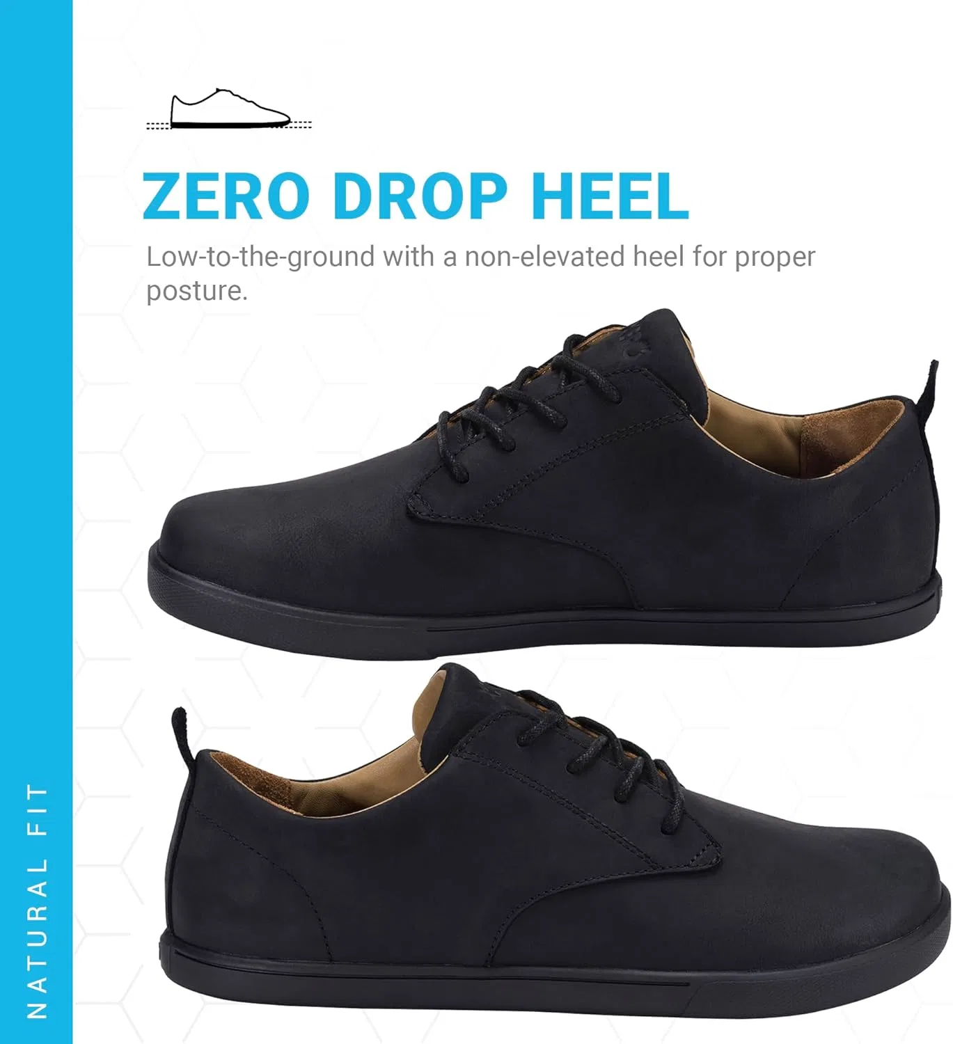 Мужские кожаные туфли Xero Shoes Glenn Dress Casual | Минималистичные туфли с широким носком для мужчин, Black — фото 3