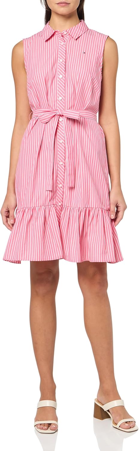 

Женское платье-рубашка без рукавов с оборками от Tommy Hilfiger, Rosette/Bright White