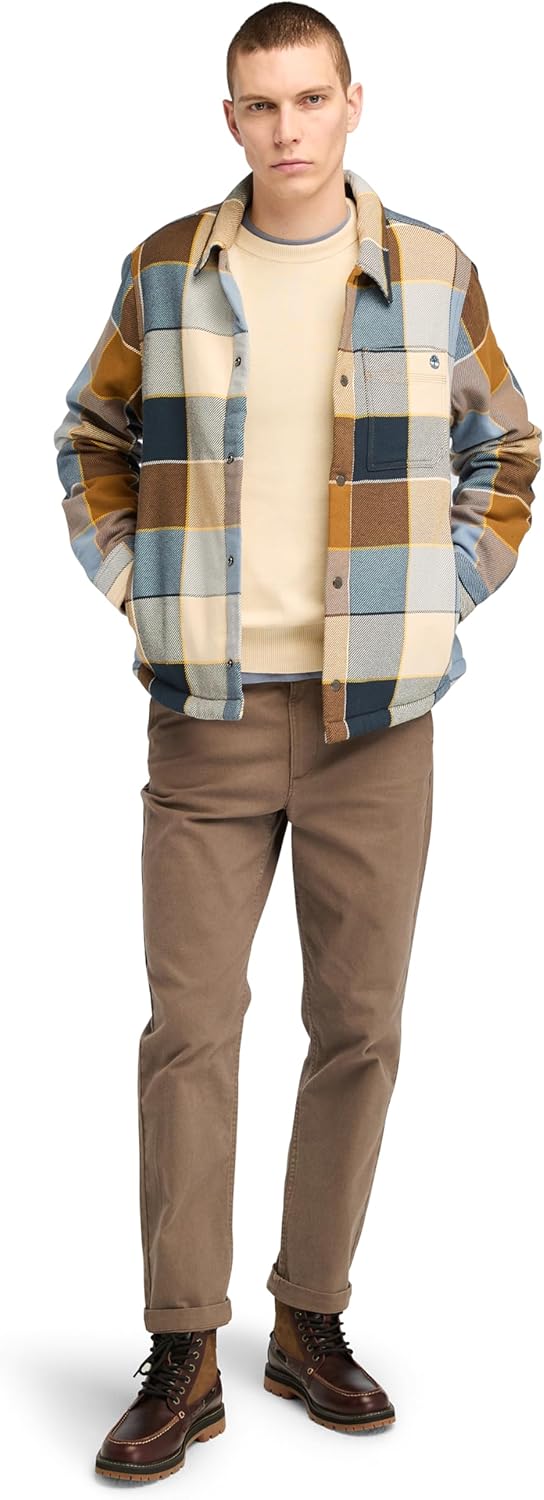 

Timberland мужская утепленная флисом клетчатая рубашка-оверсайз, Dark Wheat